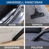 Akku-Nass-/Trockensauger mit universellen Anschlüssen für Auto, Teppich, Sägespäne und Polster