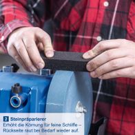 Steinpräparierer mit erhöhte Körnung für präzise Schleifarbeiten, Rückseite für Nachbearbeitung bereitstellbar