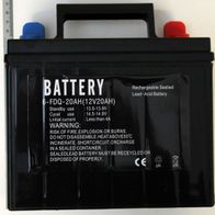 Batterie 6-FDQ-20Ah / 12V von Scheppach. Rechargeable Sealed Lead-Acid Battery. Standby: 13.5-13.9V, Cycle: 14.5-14.9V, Initial current: 