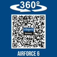 360°-Drehfunktion für Scheppach Airforce 6-Kompressor mit QR-Code für Deutschland