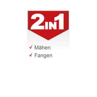 Das Angebot umfasst zwei Funktionen: Mähen und Fangen. Ideal für effiziente Rasenpflege und einfache Handhabung.