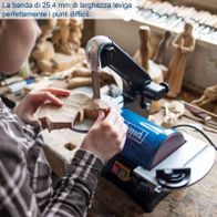 The 25.4 mm wide sanding belt perfectly smooths even difficult areas.