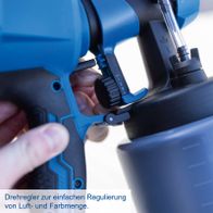 Regulierung von Luft- und Farbmenge mit Drehregler für präzise Einstellung