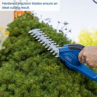 Scheppach cordless grass and hedge trimmer featuring hardened precision blades for clean cuts
