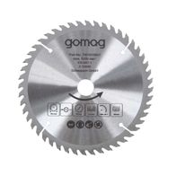 Kreissägeblatt von gomag, Part-Nummer 7901810607, max. 9200 U/min, EN-847-1, Z-15640, Scheppach GmbH. Gezeigt von vorne.