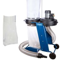 Absauganlage HD12 SE von Scheppach, inklusive fünf Spänesäcke. Gezeigt von der Seite.