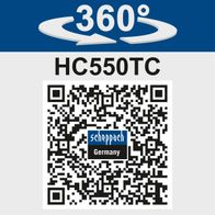 Der Kompressor HC550TC von Scheppach bietet eine 360°-Ansaugung für optimale Leistung. Weitere Details finden Sie unter dem QR-Code.