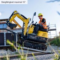 Mini-Bagger SY-MB815 von Scheppach mit maximalem Steigungswinkel von 15°