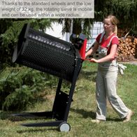 Mobile rotating sieve with 32 kg weight and wheels for wide-range use