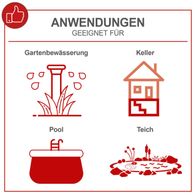 Die Scheppach Schmutzwasserkombipumpe DWP750 eignet sich ideal für Gartenbewässerung, Kellerentwässerung, Poolentleerung und Teichpflege. Sie ist vielseitig einsetzbar und zuverlässig in verschiedenen Anwendungen.