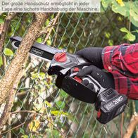 Der große Handschutz ermöglicht in jeder Lage eine sichere Handhabung der Maschine.