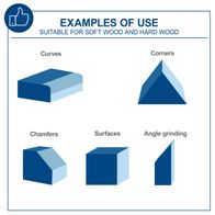 The belt and disc sander BTS700 by Scheppach is suitable for soft and hard woods. It can be used for curves, corners, chamfers, surfaces, and angle grinding.