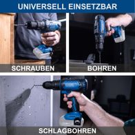 Die Scheppach Akku-Schlagbohrmaschine C-CD45-X bietet drei Funktionen: Schrauben, Bohren und Schlagbohren. Sie verfügt über ein Drehmoment von 45 Nm und 19+1 Drehmomentstufen.