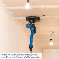 Der Wand- und Deckenschleifer DS930 von Scheppach mit Teleskop-Funktion ermöglicht einfache und effektive Bearbeitung von Decken.