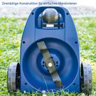 Der Akku-Rasenmäher BC-MP220-X von Scheppach hat eine dreirädrige Konstruktion für einfaches Manövrieren.