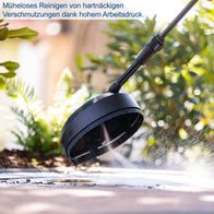 Müheloses Reinigen von hartnäckigen Verschmutzungen dank hohem Arbeitsdruck. Der Hochdruckreiniger HPC1600 von Scheppach bietet eine Fördermenge von 420 l/h und einen Arbeitsdruck von 135 bar.