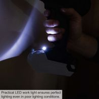 Practical LED work light ensures perfect lighting even in poor lighting conditions.