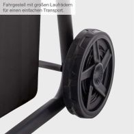 Elektro-Gartenhäcksler mit großen Laufrollen für stabilen Stand und einfache Handhabung