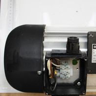 Elektromotor 0,72kW/1,7A 400V/50Hz / Ø14, Ansicht von hinten mit Anschlusskabel und Typenschild.
