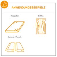 Die Tauchsäge Divar55 Woodster eignet sich für Holzplatten, Bohlen und Laminat/Paneele. Sie verfügt über ein Sägeblatt mit 24 Zähnen und eine Führungsschiene von 700mm Länge.