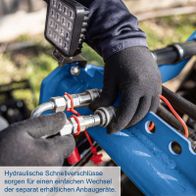 Hydraulische Schnellverschlüsse für einfachen Wechsel von separaten Anbaugeräten auf Scheppach-Maschine