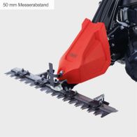 Der Balkenmäher BMS196-88 von Scheppach hat einen Messerabstand von 50 mm.