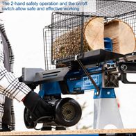 The Scheppach HL760LS log splitter features a 2-hand safety operation and an on/off switch for safe and effective working.