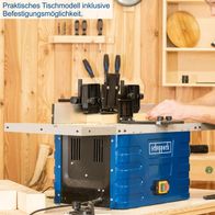 Scheppach Tischfräsmaschine mit praktischem Modul und Befestigungsmöglichkeiten für Werkzeuge