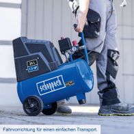 Scheppach-Kompressor mit 24-Liter-Tank und 1,5 PS für einfachen Transport und Nutzung.