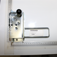 Scheppach Schiebewinkel kpl. (Artikelnummer 72106200) von vorne fotografiert. Das Werkzeug liegt auf einem Lineal, um die Größe zu verdeutlichen.