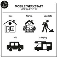 Die mobile Werkstatt von Scheppach ist geeignet für Haus, Garten, Baustelle, Kfz und Camping. Sie bietet einen Spannbereich von 1,5-13mm und ein Drehmoment von 50Nm. Inklusive Bohrerset, Bits, 1x 2Ah Akku, Ladegerät und Koffer.