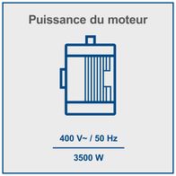 Motor power: 400 V~ / 50 Hz, 3500 W