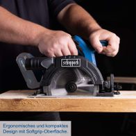 Ergonomisches und kompakt designedes Akku-Handkreissäge-Modell mit weichem Griff für besseren Halt.