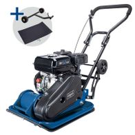 Scheppach-Rüttelplatte mit Benzinmotor, Fahrvorrichtung und Matte für Verdichtung