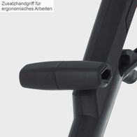 Zusatzhandgriff für ergonomisches Arbeiten. Der Griff ist drehbar und kann in verschiedenen Winkeln fixiert werden.