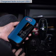 The Scheppach AC10/8V Cordless Hand-Held Compressor features easy charging via USB-C port. 8V voltage, 10.3 bar pressure, and 2000 mAh battery. Five operating modes for versatile use.