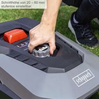 Der Rasenmähroboter RoboCut L500 von Scheppach hat eine stufenlos einstellbare Schnitthöhe von 20 bis 60 mm.