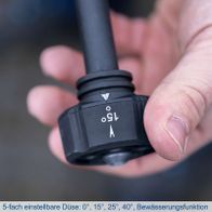 5-fach einstellbare Düse für verschiedene Spritzwinkel (0°, 15°, 25°, 40°) inkl. Bewässerungsfunktion