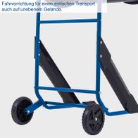 Fahrvorrichtung für einfachen Transport auch auf unebenem Gelände.