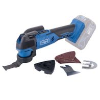 Scheppach-Maschine mit integriertem Sandpapierhalter und verschiedenen Schleifscheiben