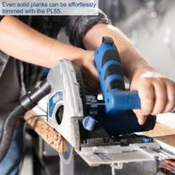 Scheppach PL55 plunge saw with precise track for effortless trimming of solid planks