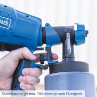 Akku-Farbsprühsystem mit max. Durchflussmenge von 700 ml/min für präzise Sprühbilder