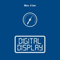 Digitales Display mit Maximalwert von 8 Bar für Druckmessgeräte