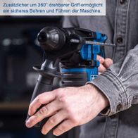 360° drehbarer Griff für besseren Halt beim Bohren und Schlagen