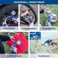 Mehrfachanwendungsgerät für Reifenaufpumpen mit verschiedenen Adapter für verschiedene Reifenarten