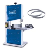 Scheppach band saw with safety shutdown. The saw features an automatic shutdown in case of overload to ensure user safety.