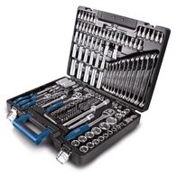 Der Werkzeugkoffer TB217 von Scheppach enthält 217 Teile, darunter Steckschlüssel, Nüsse und Stecknüsse. Ideal für Heimwerker und Profis. Enthält verschiedene Größen und Formen für vielfältige Anwendungen.