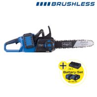 Brushless-Akku-Kettensäge mit 2x 4,0 Ah Akkus und Ladegerät für Scheppach BC-CS355Duo-X