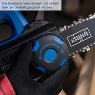 Scheppach Akku-Kettensäge mit Anzeige für schnelle Spannungsregulierung über Stellrad