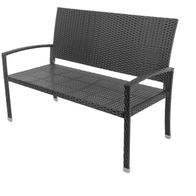 Robuste Gartenbank mit Wicker-Sitzfläche und Armlehnen, 122 cm Länge